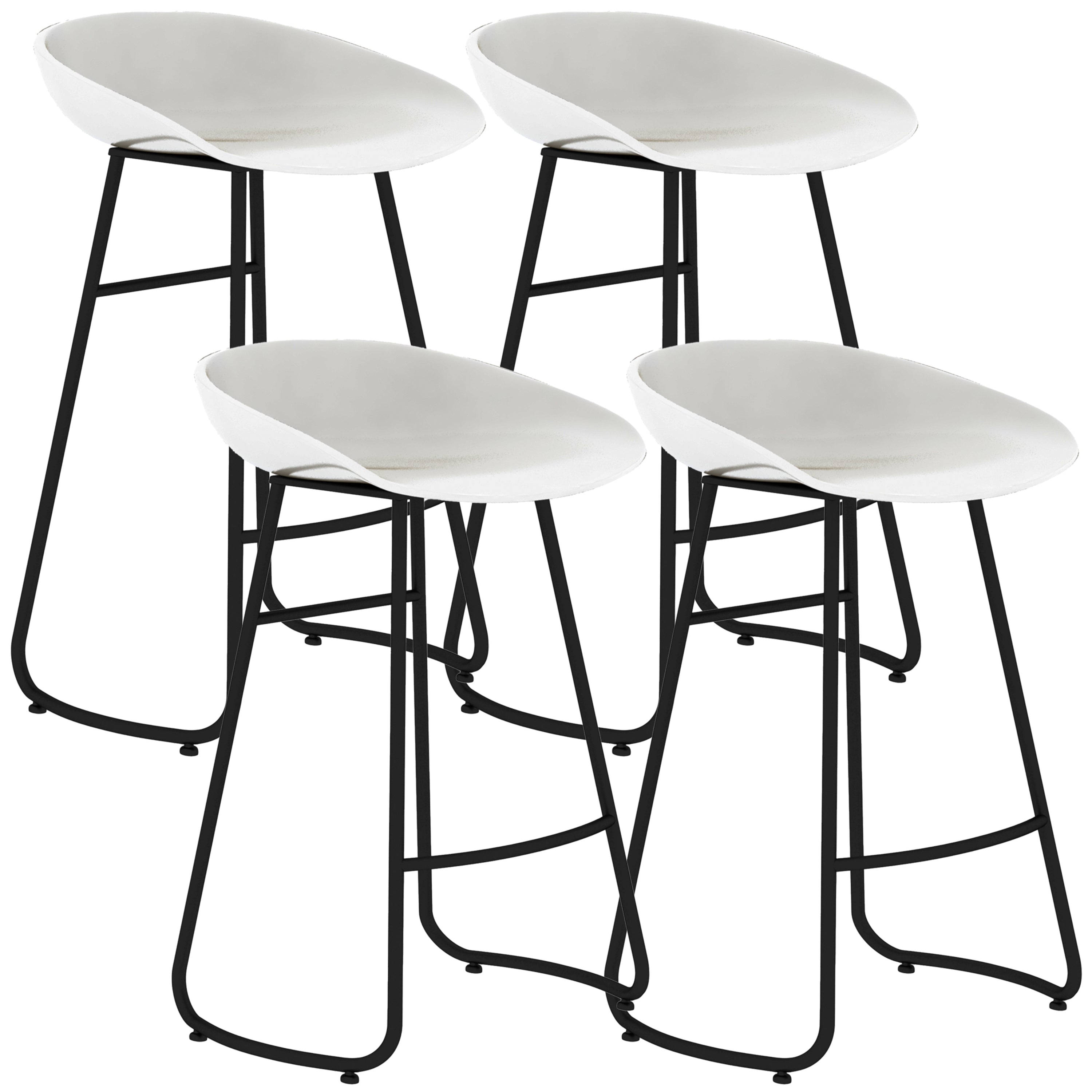 Simple Iron Low Back Barstool Nordic Indoor Tall Stool with Bucket Seat