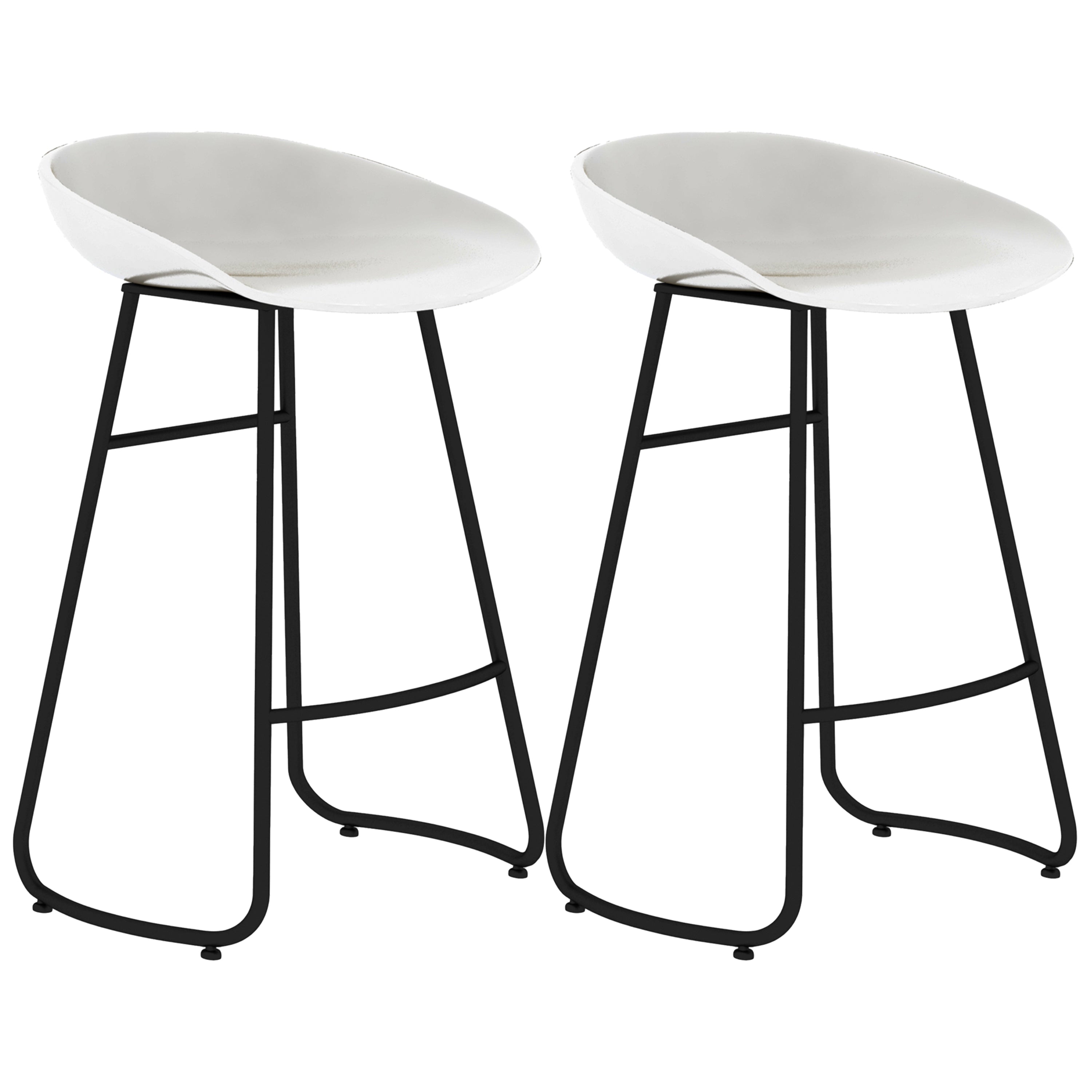 Simple Iron Low Back Barstool Nordic Indoor Tall Stool with Bucket Seat