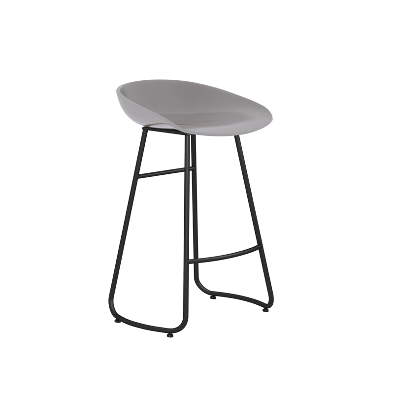 Simple Iron Low Back Barstool Nordic Indoor Tall Stool with Bucket Seat