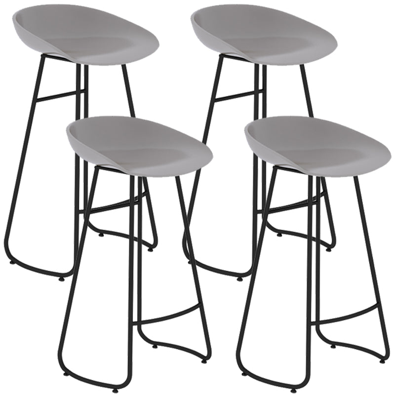 Simple Iron Low Back Barstool Nordic Indoor Tall Stool with Bucket Seat