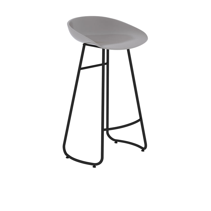 Simple Iron Low Back Barstool Nordic Indoor Tall Stool with Bucket Seat