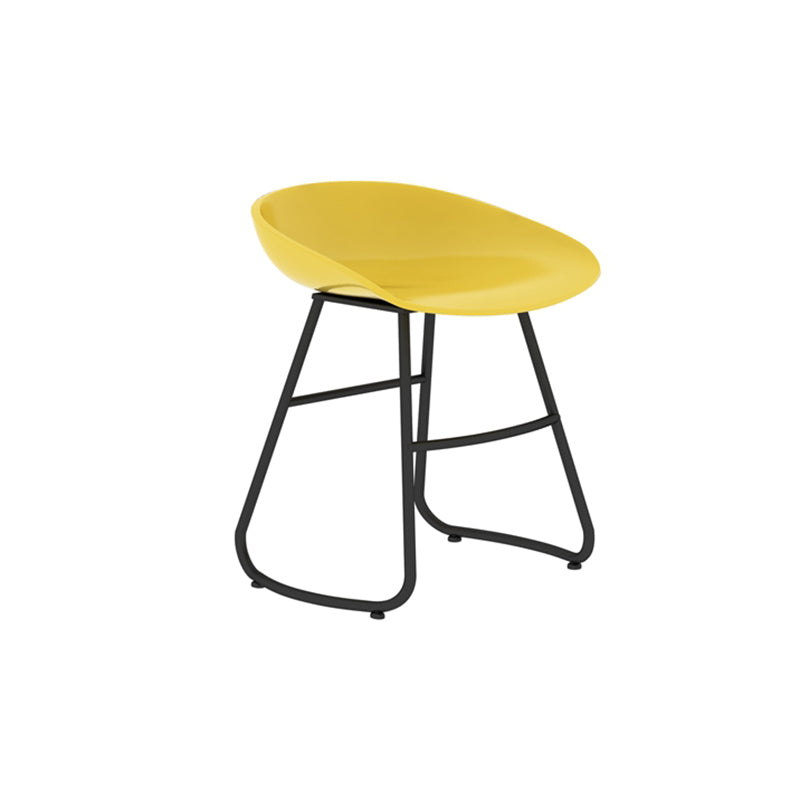 Simple Iron Low Back Barstool Nordic Indoor Tall Stool with Bucket Seat