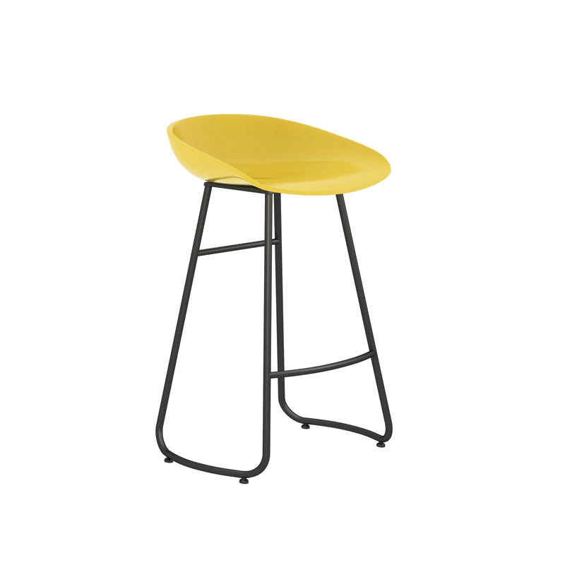 Simple Iron Low Back Barstool Nordic Indoor Tall Stool with Bucket Seat