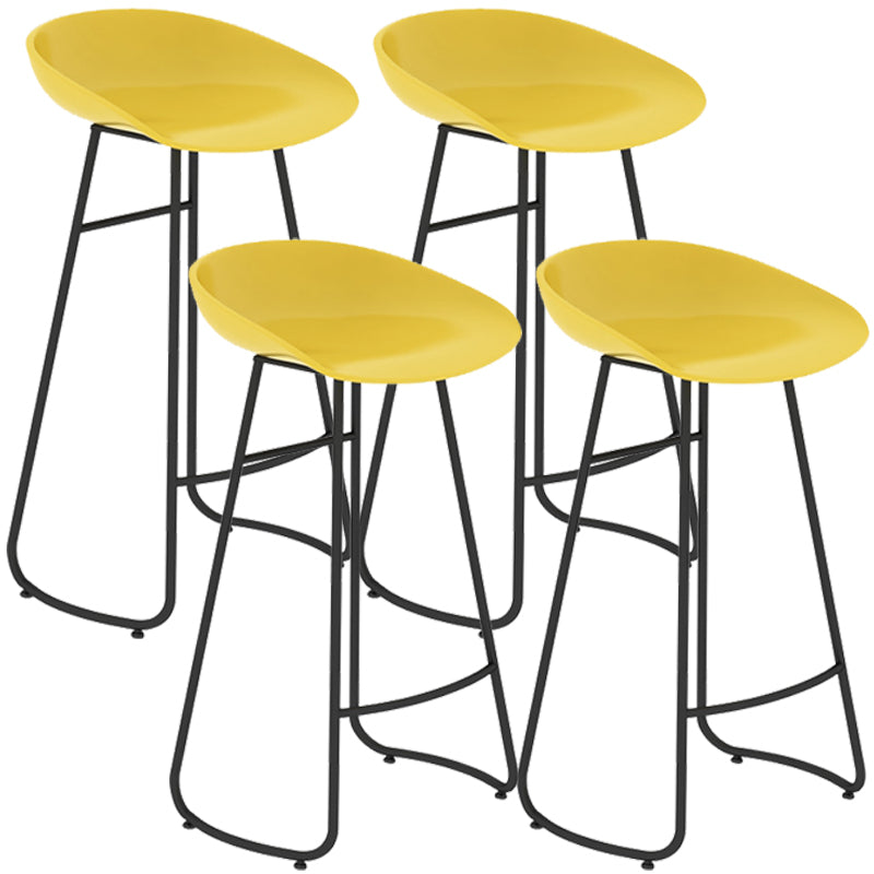 Simple Iron Low Back Barstool Nordic Indoor Tall Stool with Bucket Seat