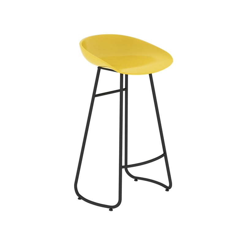 Simple Iron Low Back Barstool Nordic Indoor Tall Stool with Bucket Seat
