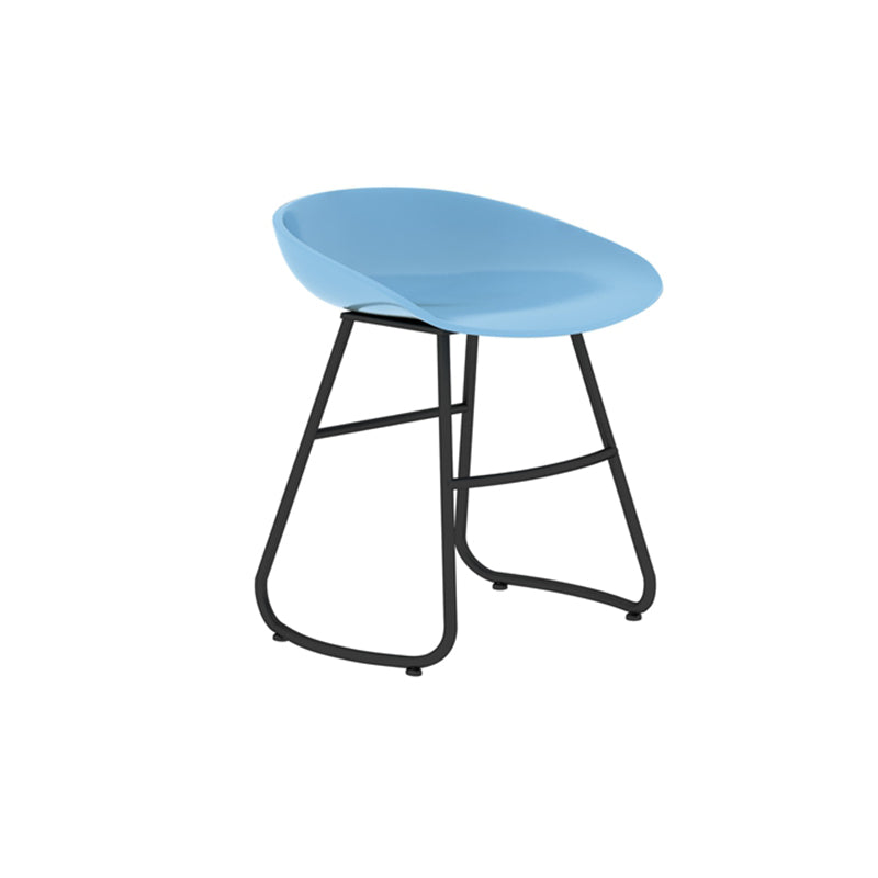Simple Iron Low Back Barstool Nordic Indoor Tall Stool with Bucket Seat
