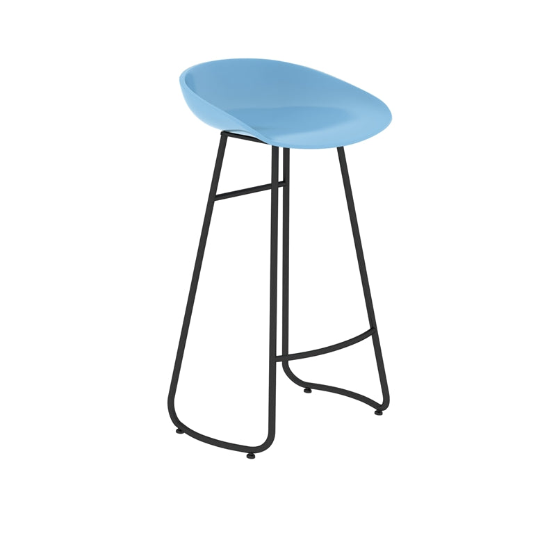 Simple Iron Low Back Barstool Nordic Indoor Tall Stool with Bucket Seat