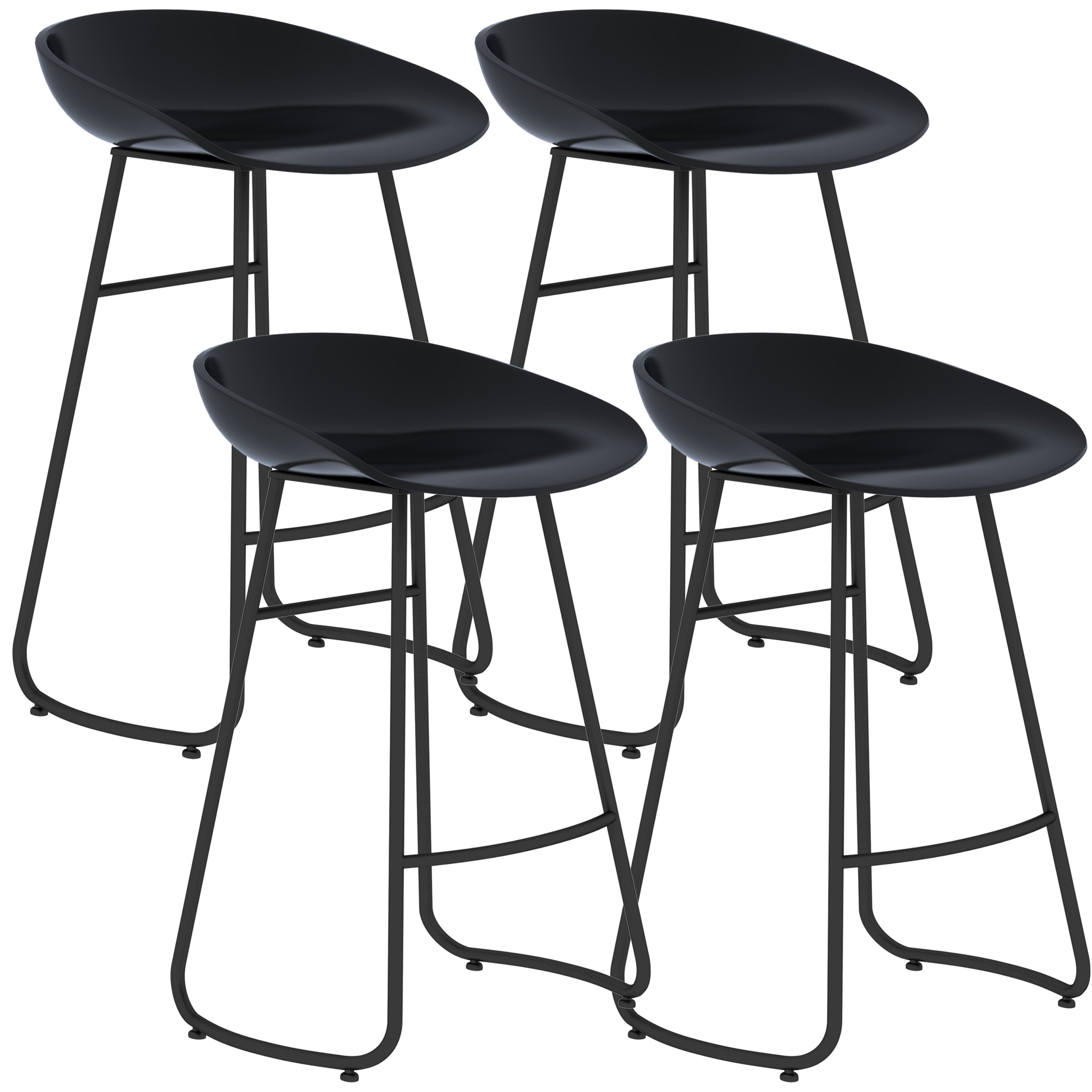 Simple Iron Low Back Barstool Nordic Indoor Tall Stool with Bucket Seat