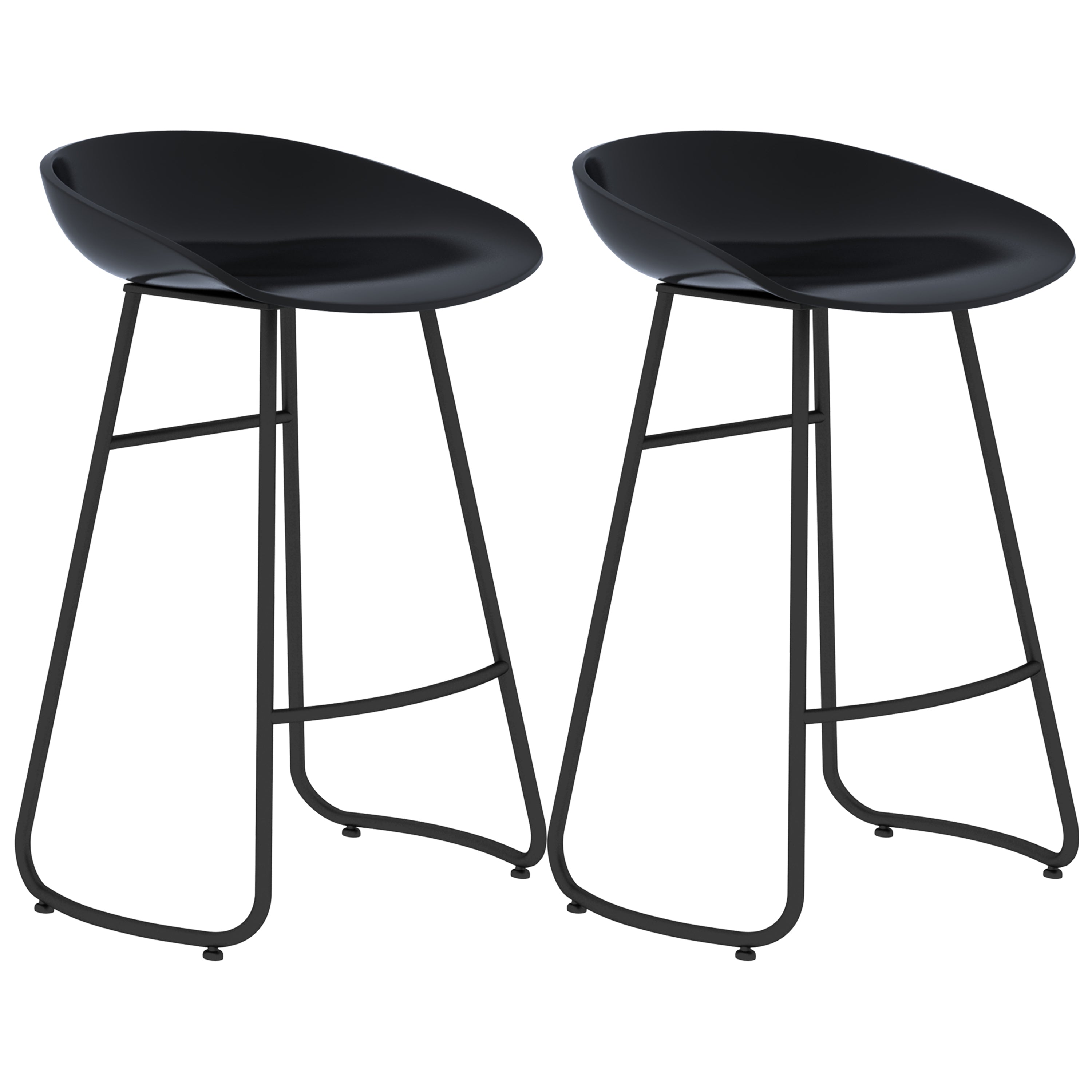 Simple Iron Low Back Barstool Nordic Indoor Tall Stool with Bucket Seat