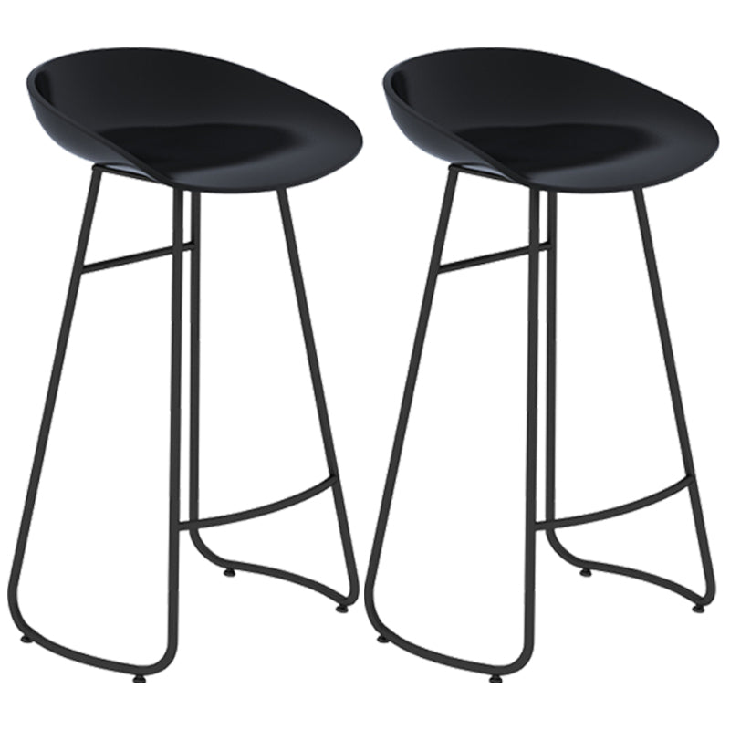 Simple Iron Low Back Barstool Nordic Indoor Tall Stool with Bucket Seat