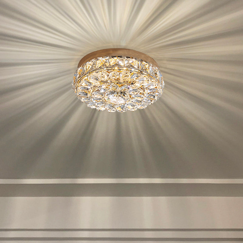 Modern Simple Style Ceiling Lamp Geometric Crystal Flush Mount with Hole 3-4.5'' Dia