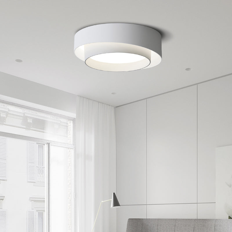 Modern Minimalist LED Ceiling Fixture Lacquered Iron Circular Flush Mount with Acrylic Shade