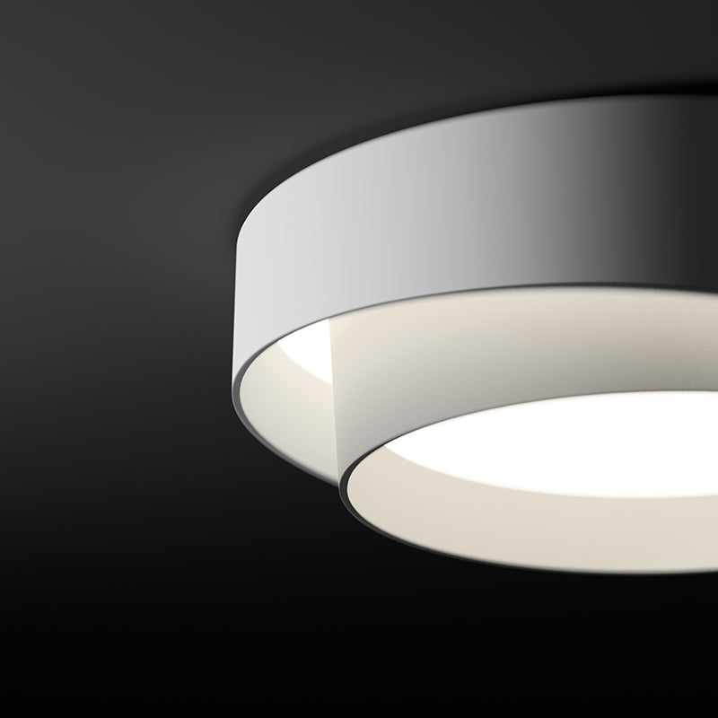 Modern Minimalist LED Ceiling Fixture Lacquered Iron Circular Flush Mount with Acrylic Shade