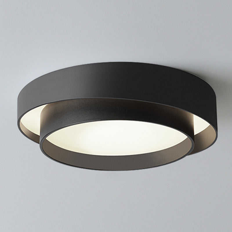 Modern Minimalist LED Ceiling Fixture Lacquered Iron Circular Flush Mount with Acrylic Shade
