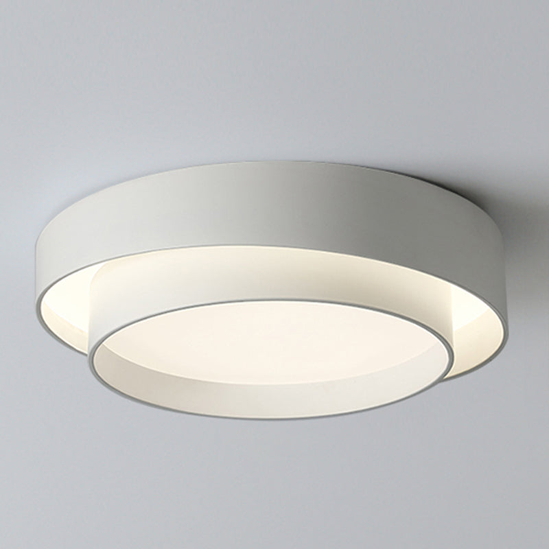 Modern Minimalist LED Ceiling Fixture Lacquered Iron Circular Flush Mount with Acrylic Shade