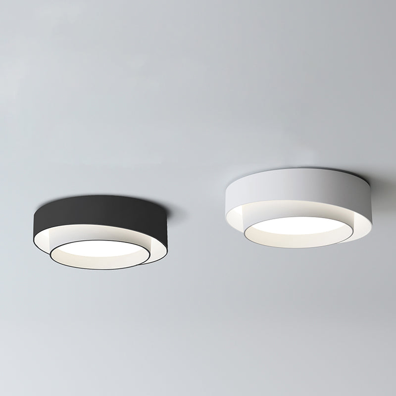 Modern Minimalist LED Ceiling Fixture Lacquered Iron Circular Flush Mount with Acrylic Shade
