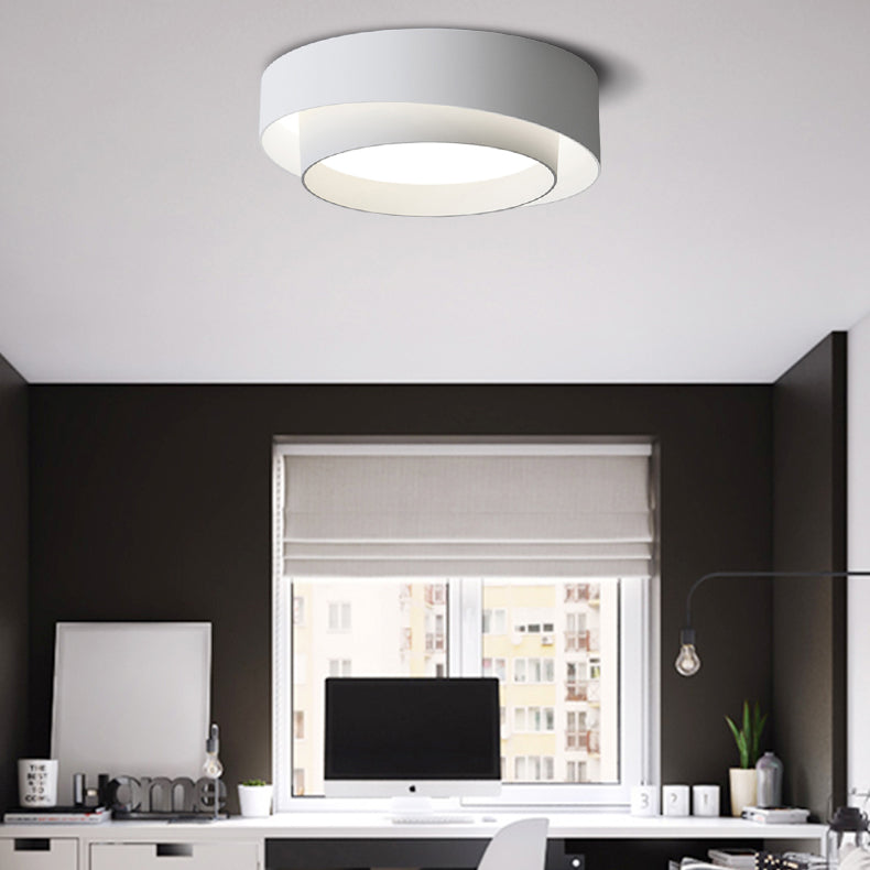 Modern Minimalist LED Ceiling Fixture Lacquered Iron Circular Flush Mount with Acrylic Shade