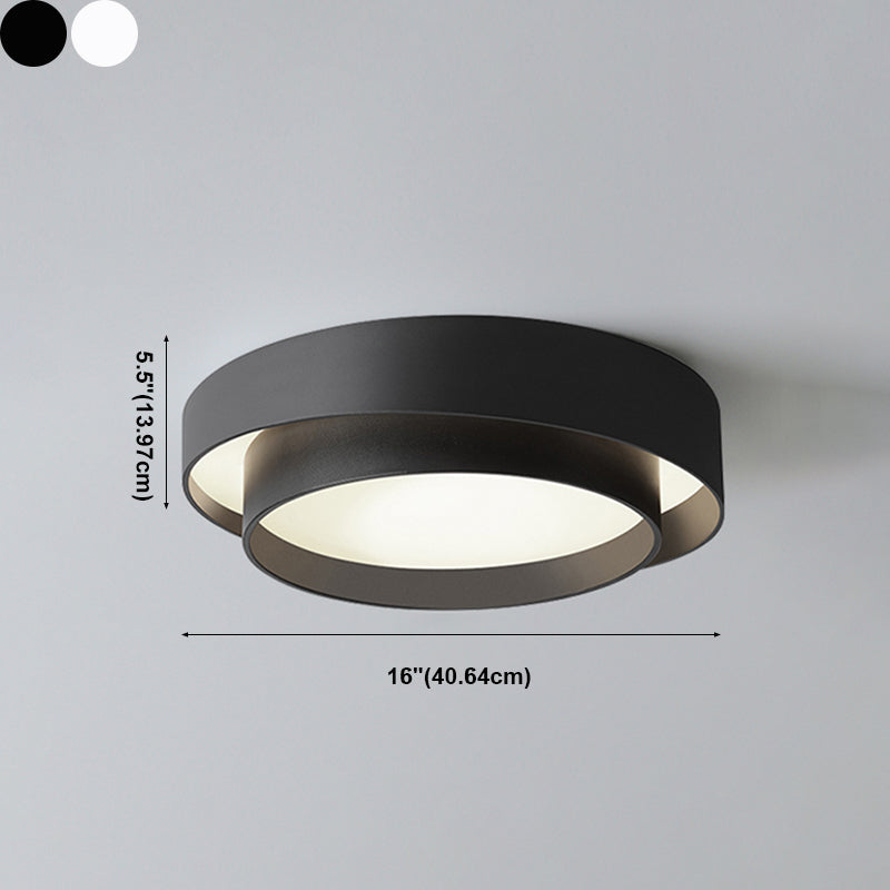 Modern Minimalist LED Ceiling Fixture Lacquered Iron Circular Flush Mount with Acrylic Shade