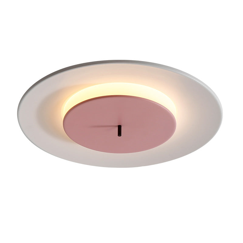 Modern Nordic LED Flush Mount Wrought Iron Macaron Ceiling Fixture with Acrylic Shade