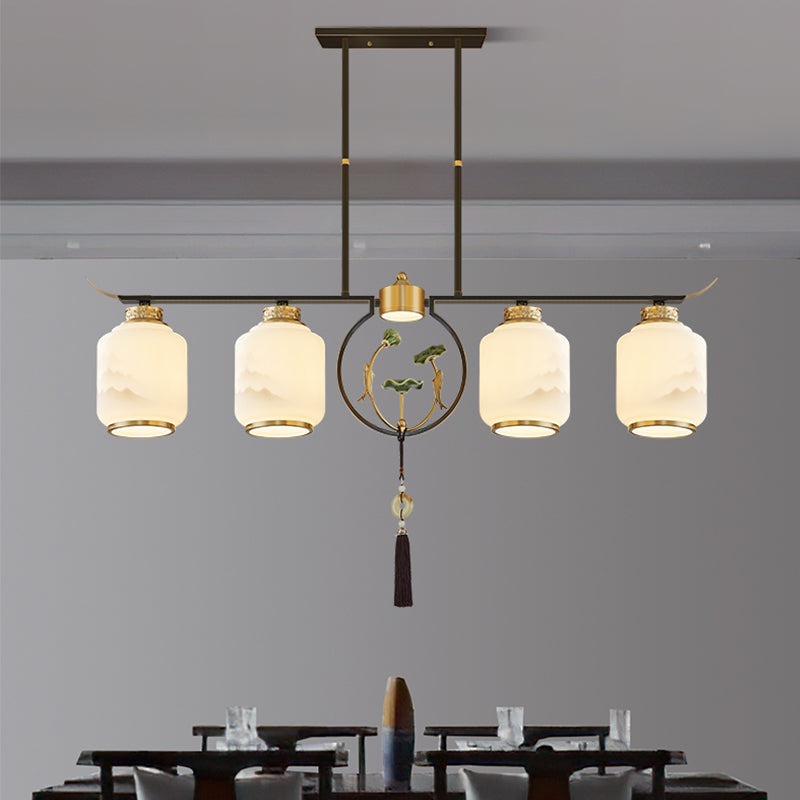 Cylinder Island Lighting Fixtures Contemporary Kitchen Island Lighting with Glass Shade