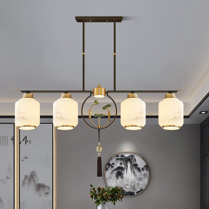 Cylinder Island Lighting Fixtures Contemporary Kitchen Island Lighting with Glass Shade