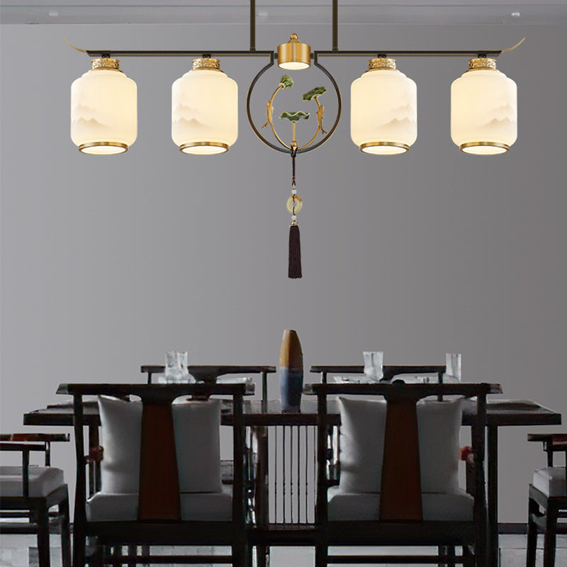 Cylinder Island Lighting Fixtures Contemporary Kitchen Island Lighting with Glass Shade