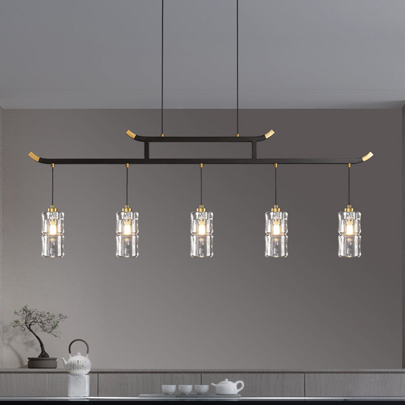 Accesorios de iluminación de la isla de cilindro iluminación de isla de cocina contemporánea con sombra de cristal