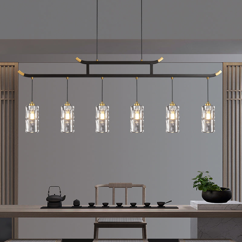 Accesorios de iluminación de la isla de cilindro iluminación de isla de cocina contemporánea con sombra de cristal