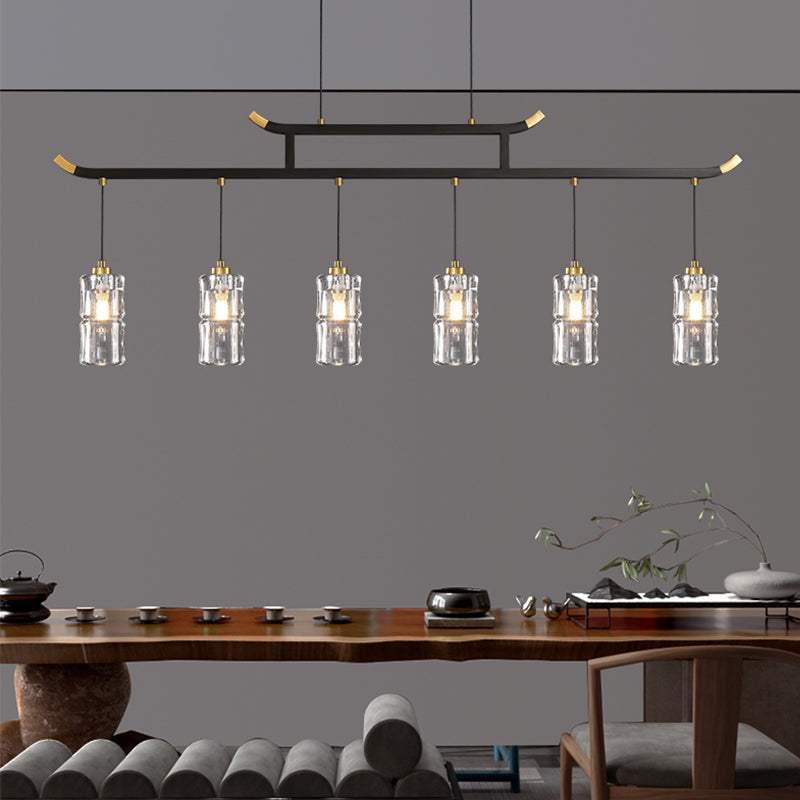 Accesorios de iluminación de la isla de cilindro iluminación de isla de cocina contemporánea con sombra de cristal