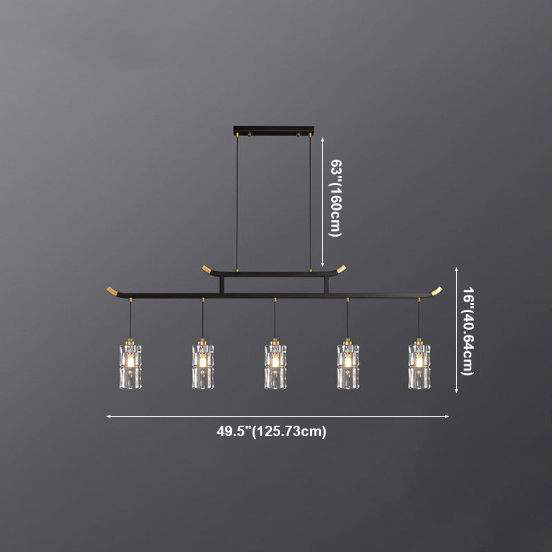 Accesorios de iluminación de la isla de cilindro iluminación de isla de cocina contemporánea con sombra de cristal