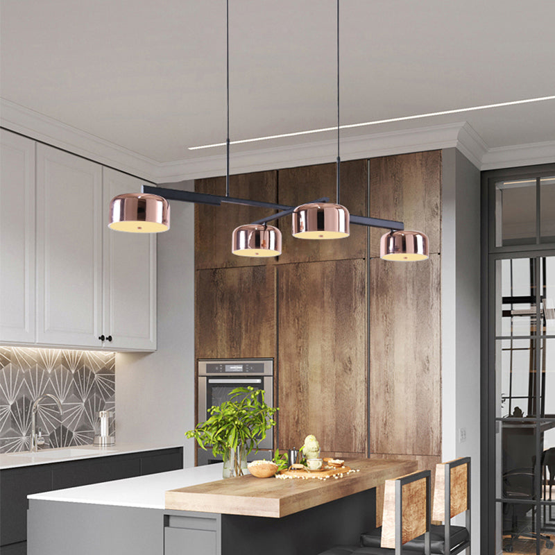Luces colgantes de cocina contemporáneos luces de techo colgantes de domo Metal 4 luz