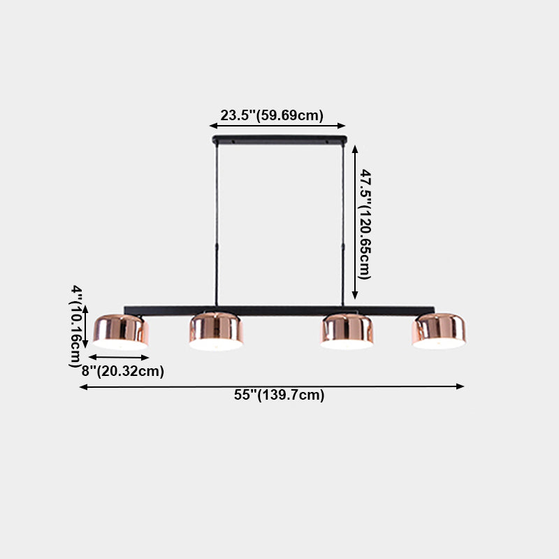 Zeitgenössische Küche Anhänger Lichter Kuppel hängende Deckenleuchten Metall 4 Licht