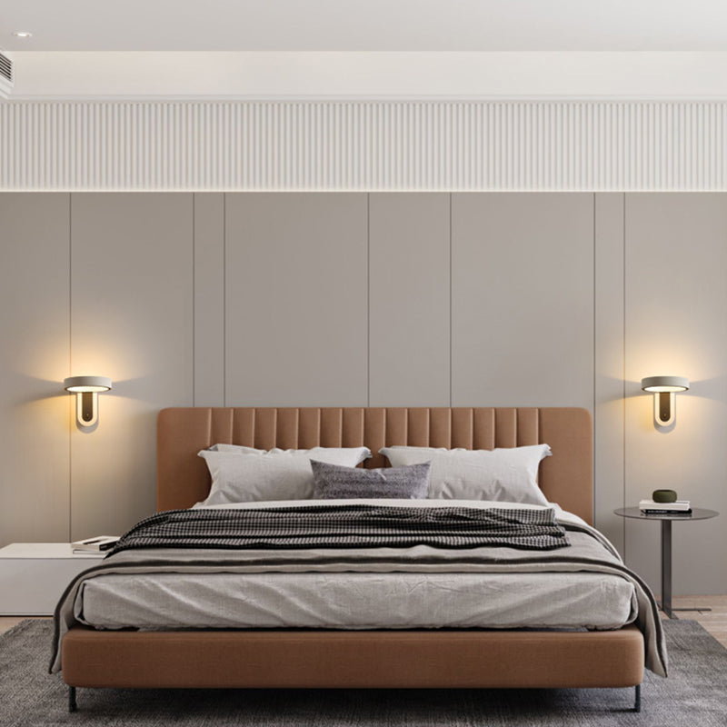 Metal Round Shape Wall Lighting Modern 1-Light Wall Mounted Light Fixture in Gray Finish