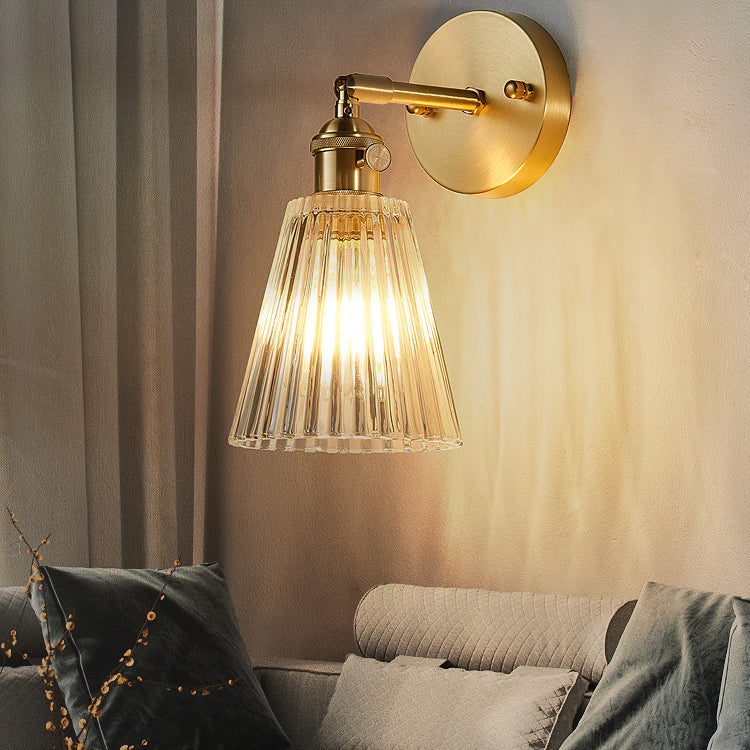 Luci di applique a parete svasata in vetro Stile industriale 1 lampade a parete leggera