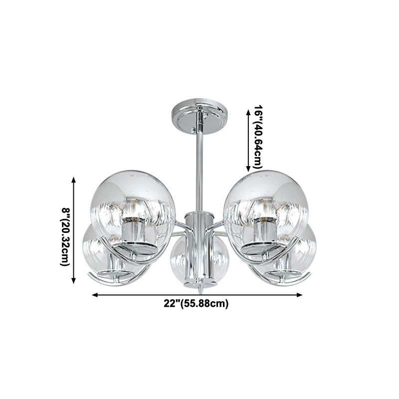 Globe Pendant Lights Modernism Glass Pendant Lighting Fixtures in Silver