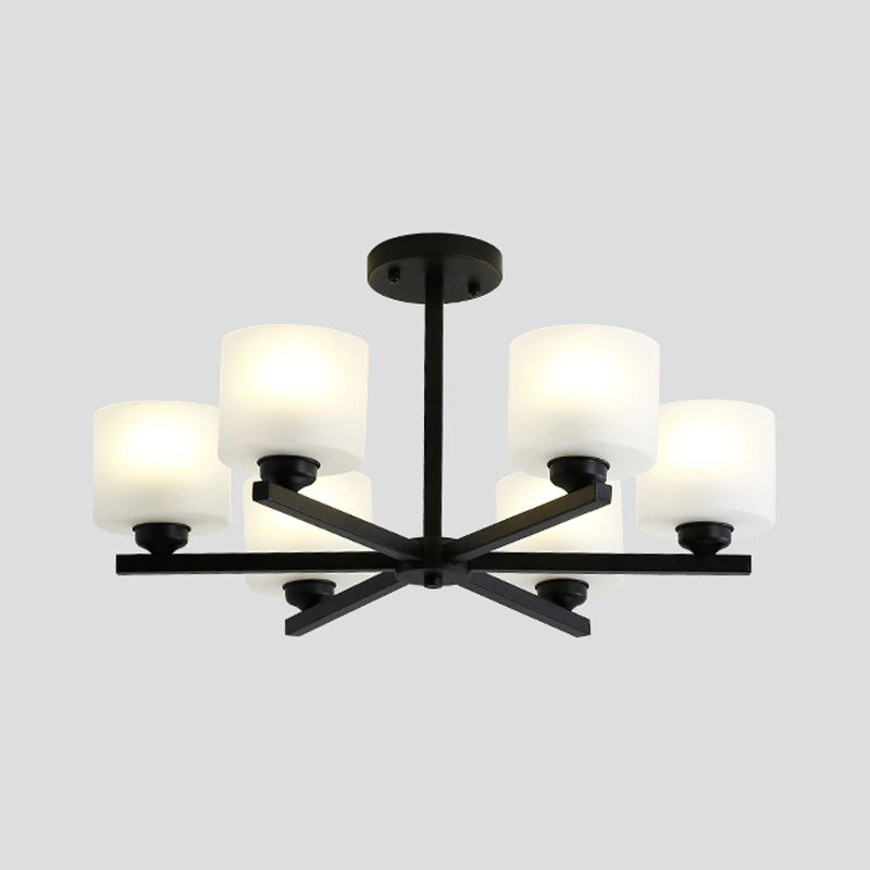 Cylinder Pendant Lights Modernism Glass Pendant Lighting Fixtures in Black