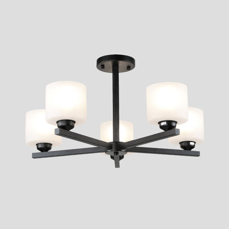 Cylinder Pendant Lights Modernism Glass Pendant Lighting Fixtures in Black