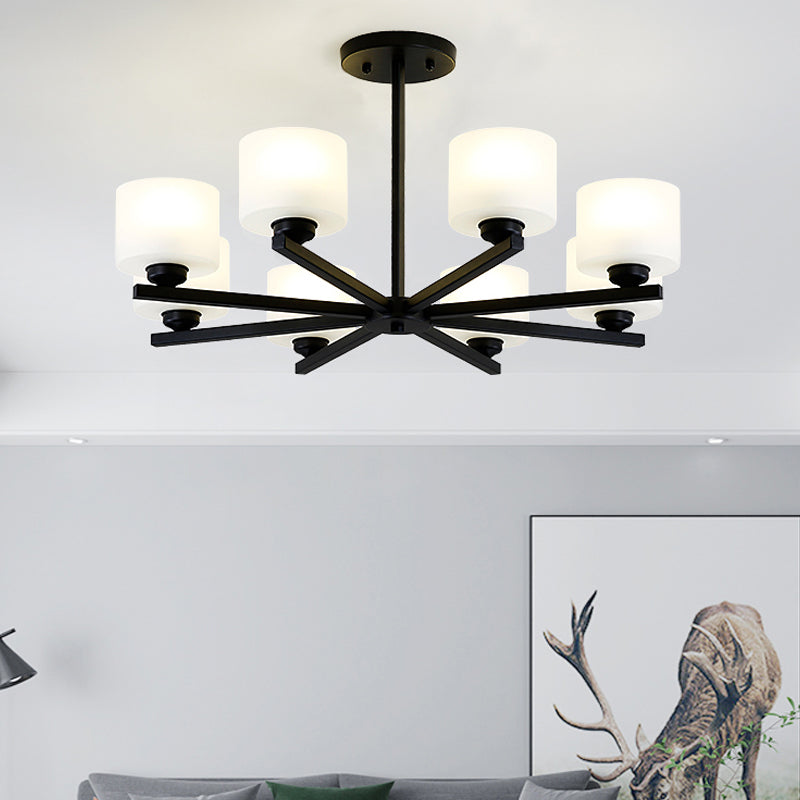 Cylinder Pendant Lights Modernism Glass Pendant Lighting Fixtures in Black