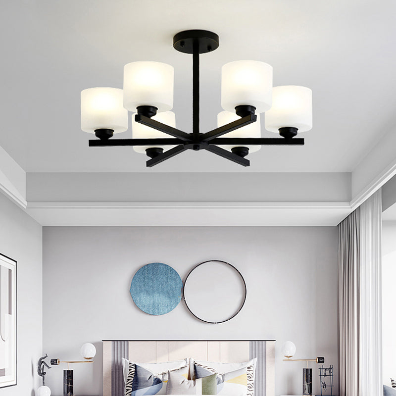 Cylinder Pendant Lights Modernism Glass Pendant Lighting Fixtures in Black
