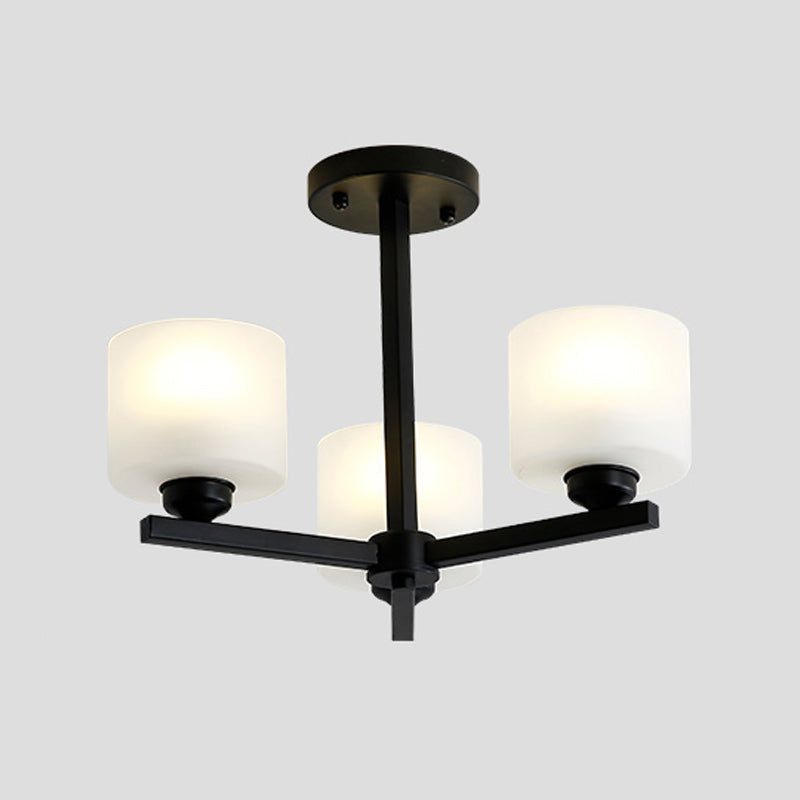 Cylinder Pendant Lights Modernism Glass Pendant Lighting Fixtures in Black