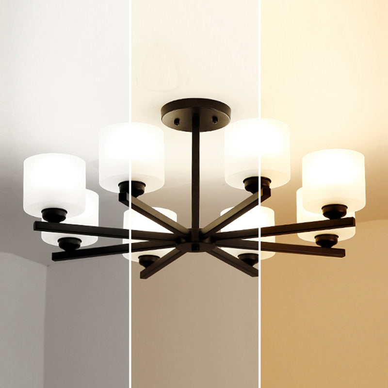 Cylinder Pendant Lights Modernism Glass Pendant Lighting Fixtures in Black