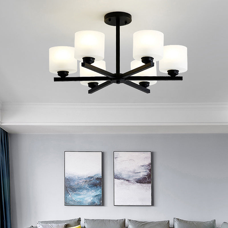 Cylinder Pendant Lights Modernism Glass Pendant Lighting Fixtures in Black