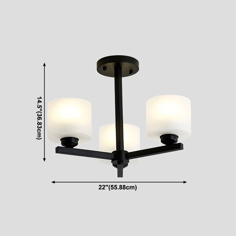 Cylinder Pendant Lights Modernism Glass Pendant Lighting Fixtures in Black