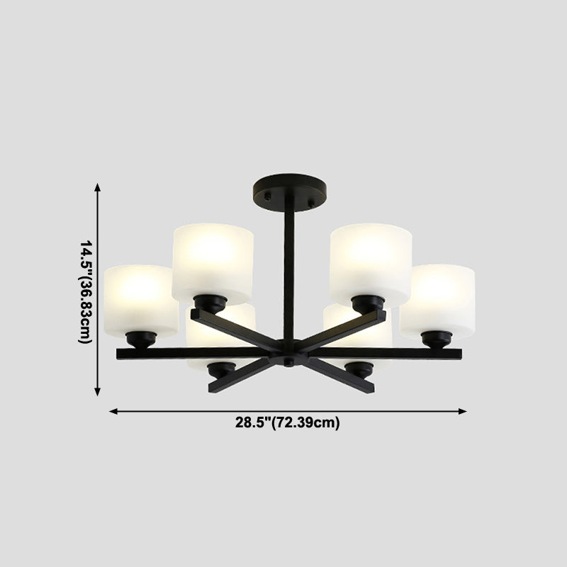 Cylinder Pendant Lights Modernism Glass Pendant Lighting Fixtures in Black
