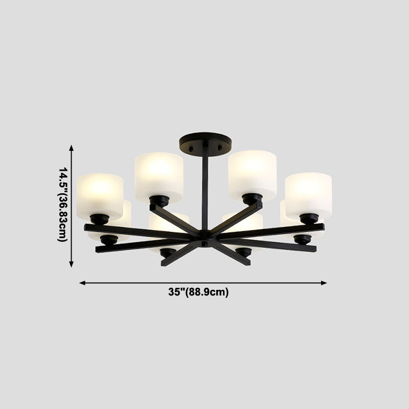 Cylinder Pendant Lights Modernism Glass Pendant Lighting Fixtures in Black