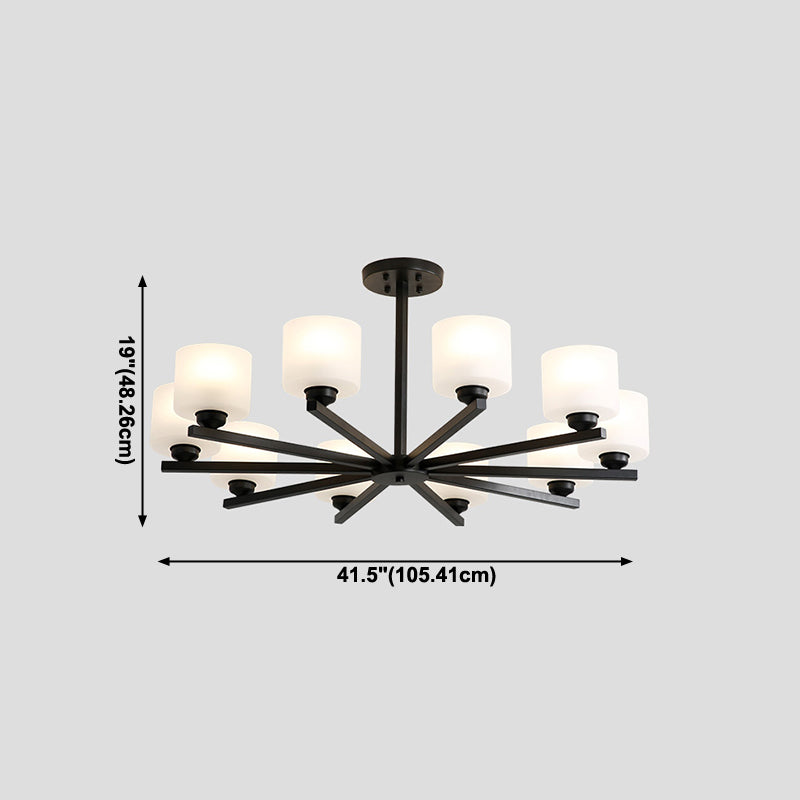 Cylinder Pendant Lights Modernism Glass Pendant Lighting Fixtures in Black