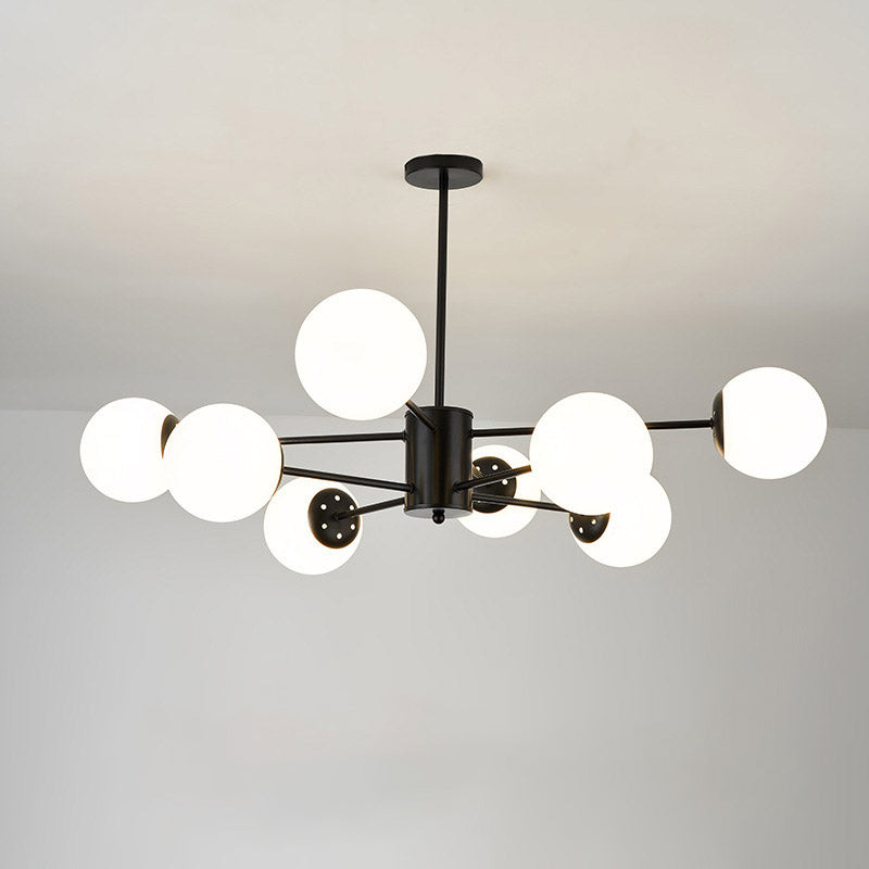 White Glass Modern Pendant Light Sputnik Global Ceiling Light for Living Room