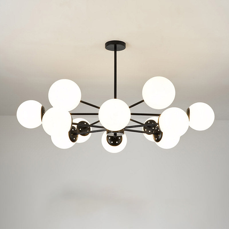 White Glass Modern Pendant Light Sputnik Global Ceiling Light for Living Room