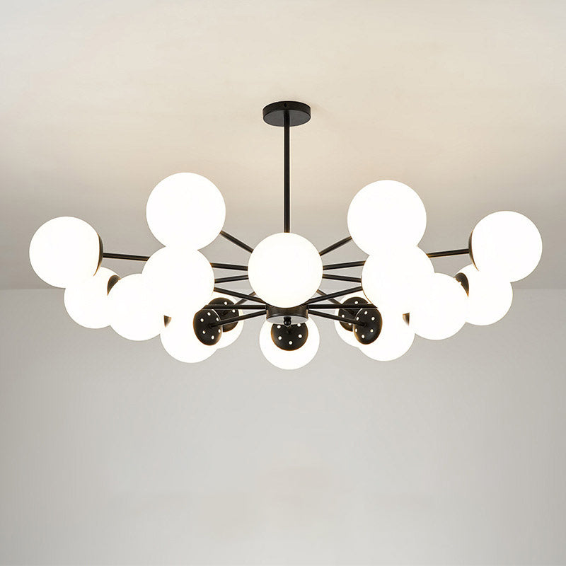 White Glass Modern Pendant Light Sputnik Global Ceiling Light for Living Room