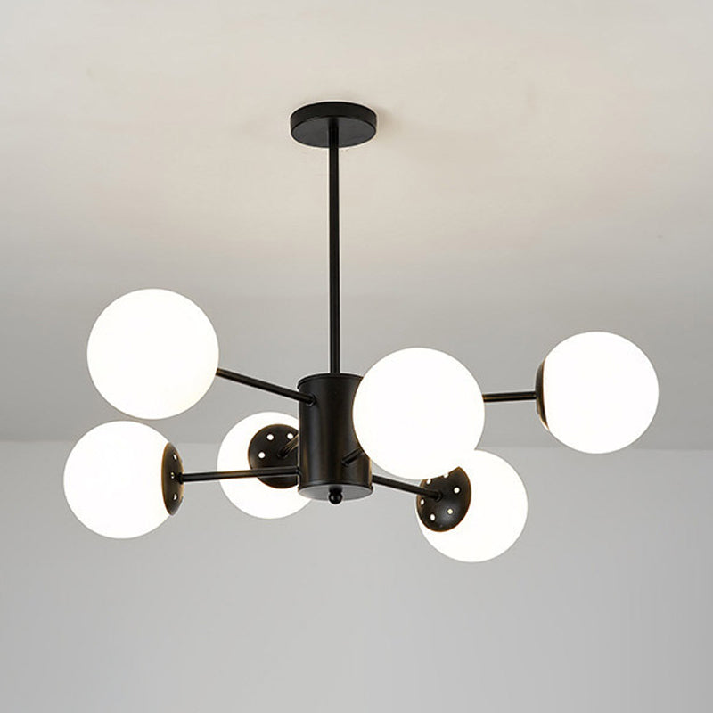 White Glass Modern Pendant Light Sputnik Global Ceiling Light for Living Room